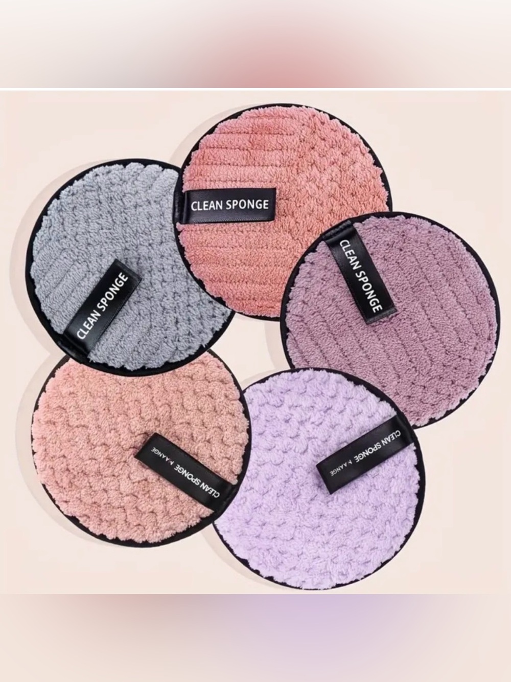 NEW Set of 5 Reusable Makeup Remover Rounds - Assorted Pastels